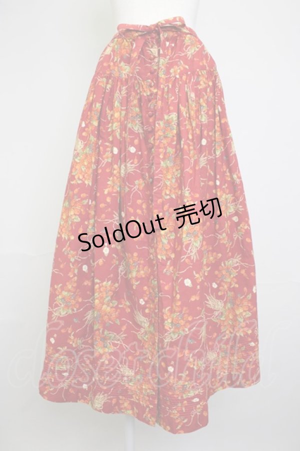 画像1: PINK HOUSE / ベリーブーケ柄前開きスカート  レッド T-25-11-20-018-LO-SK-SA-ZT (1)