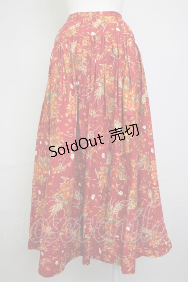 画像2: PINK HOUSE / ベリーブーケ柄前開きスカート  レッド T-25-11-20-018-LO-SK-SA-ZT (2)