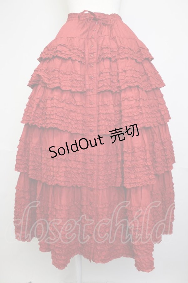 画像1: PINK HOUSE / ローンフリルスカート  赤 T-25-11-20-019-LO-SK-SA-ZT419 (1)