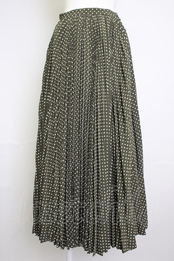 画像1: INGEBORG / ドットプリーツスカート  カーキＸ白 T-25-11-20-021-LO-SK-SA-ZT419 (1)