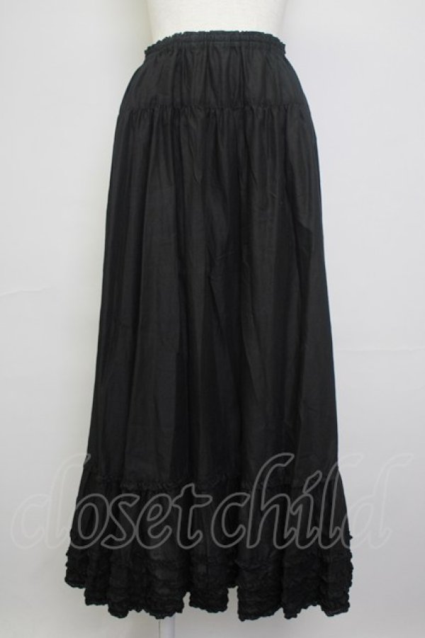 PINK HOUSE / 裾ピコフリルスカート 黒 T-25-11-20-028-LO-SK-SA-ZT