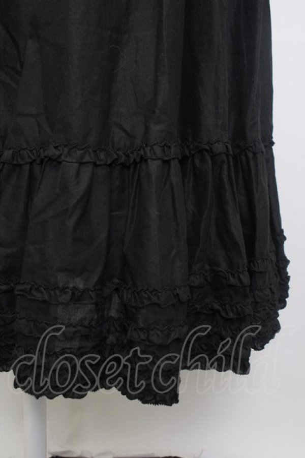 PINK HOUSE / 裾ピコフリルスカート 黒 T-25-11-20-028-LO-SK-SA-ZT