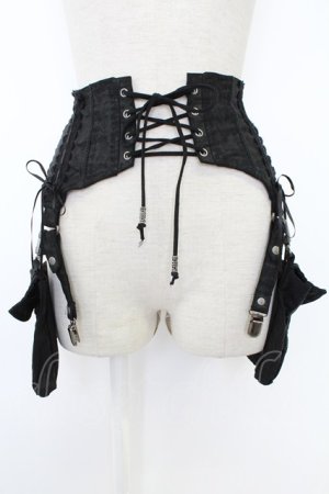 画像: Ozz oneste / ポケットフラップコルセット風ベルト  黒 T-25-11-21-032-OO-ZA-SA-ZT