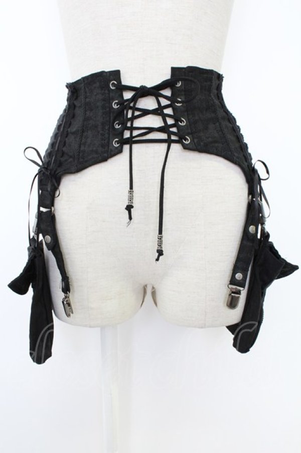 Ozz oneste / ポケットフラップコルセット風ベルト 黒 T-25-11-21-032