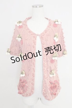 画像: PINK HOUSE / シロツメクサモチーフ半袖ニット  ピンク T-25-11-21-010-LO-TO-SA-ZT