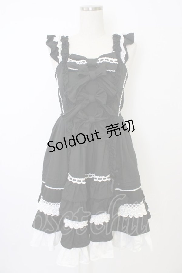 画像1: Angelic Pretty / Sweetフリルジャンパースカート  黒Ｘ白 T-25-11-21-017-AP-OP-SA-ZI (1)