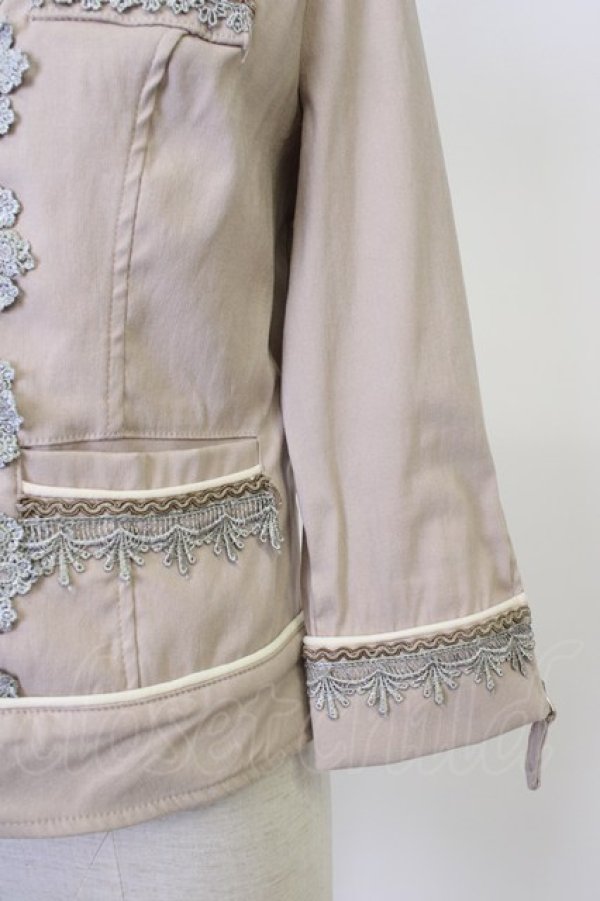 画像3: Rozen Kavalier / ノーカラージャケット  ベージュＸグレー T-25-11-21-020-OO-JA-SA-ZI (3)