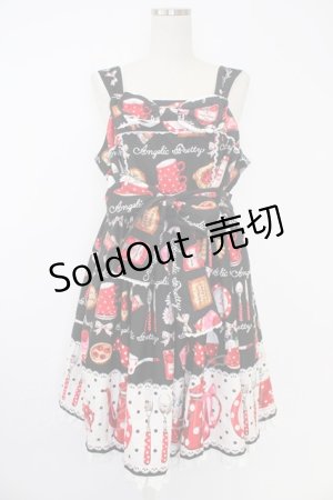 画像: Angelic Pretty / French Cafe胸リボンジャンパースカートSet  黒 T-25-11-21-025-AP-OP-SA-ZI
