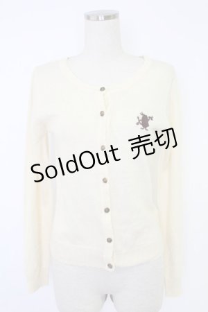 画像: axes femme POETIQUE / 時計ウサギ刺繍ニットカーディガン  アイボリー T-25-11-23-001-AX-TO-SA-ZI