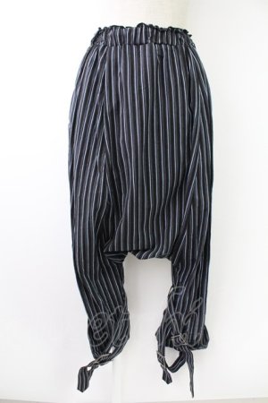 画像: PUTUMAYO / ストライプサルエルパンツ  黒Ｘネイビー T-25-11-23-035-PT-PA-SA-ZT
