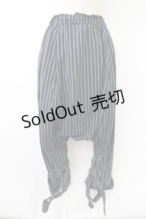 画像: PUTUMAYO / ストライプサルエルパンツ  黒Ｘネイビー T-25-11-23-035-PT-PA-SA-ZI