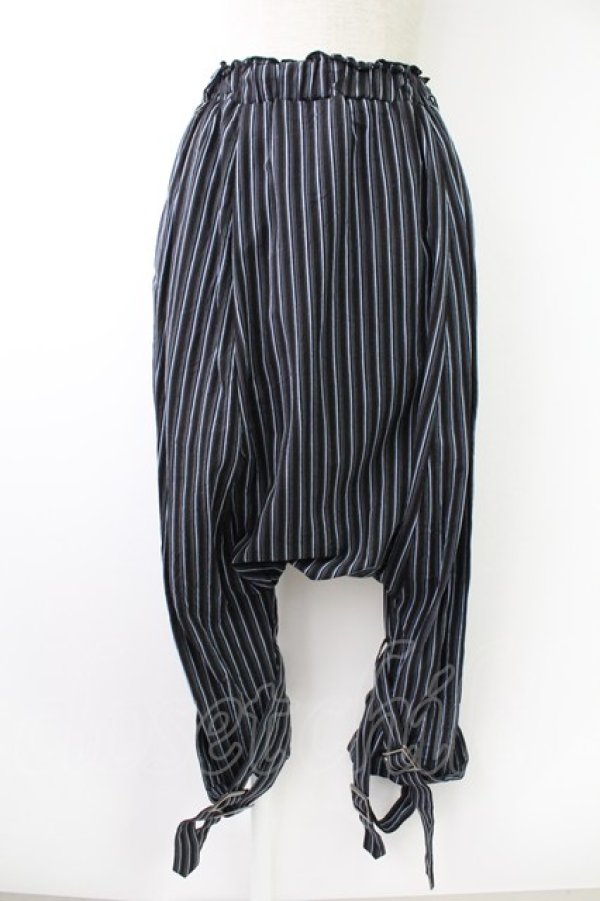 画像1: PUTUMAYO / ストライプサルエルパンツ  黒Ｘネイビー T-25-11-23-035-PT-PA-SA-ZI (1)