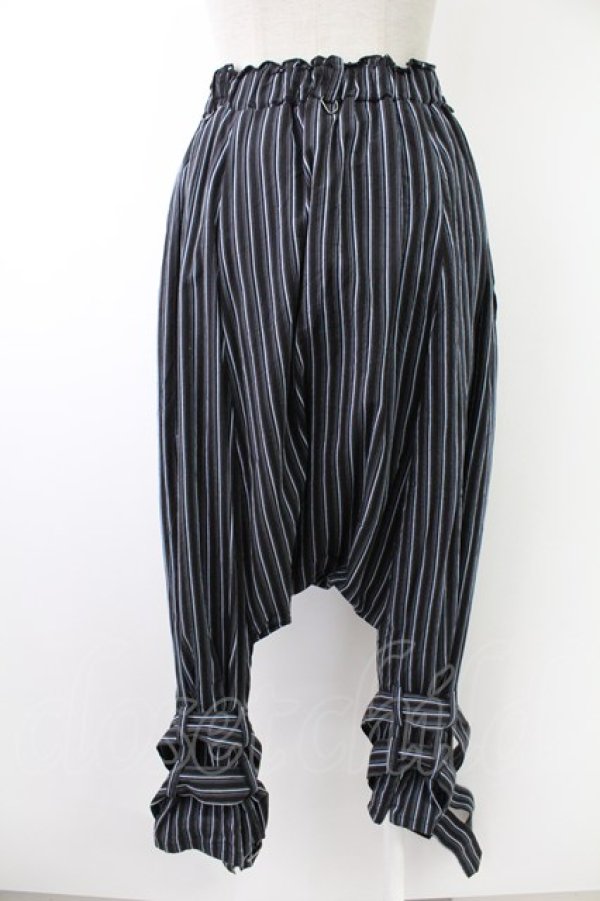 画像2: PUTUMAYO / ストライプサルエルパンツ  黒Ｘネイビー T-25-11-23-035-PT-PA-SA-ZI (2)