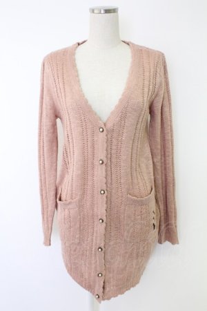 画像: axes femme / ネコ刺繍ロングカーディガン  ピンク T-25-11-23-004-AX-TO-SA-ZT