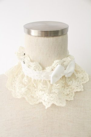 画像: ATELIER PIERROT / レースリボンチョーカー  アイボリー T-25-11-23-042-EL-AC-SA-ZT