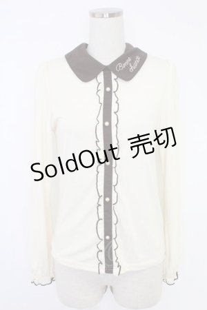 画像: axes femme POETIQUE / 襟刺繍プルオーバー  アイボリーＸブラウン T-25-11-23-006-AX-TO-SA-ZT