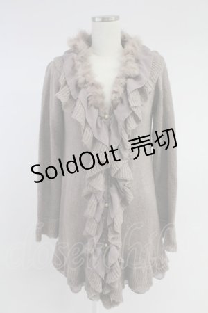 画像: axes femme / ファー&シフォンフリルニットロングカーディガン  ピンク T-25-11-23-009-AX-TO-SA-ZT