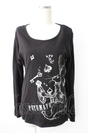 画像: PUTUMAYO / トランプうさぎロングカットソー  黒Ｘ白 T-25-11-23-018-PT-TO-SA-ZT