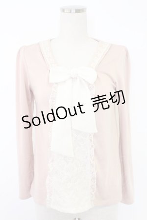 画像: axes femme / シフォンボウタイトップス  ピンクＸ白 T-25-11-23-003-AX-TO-SA-ZT