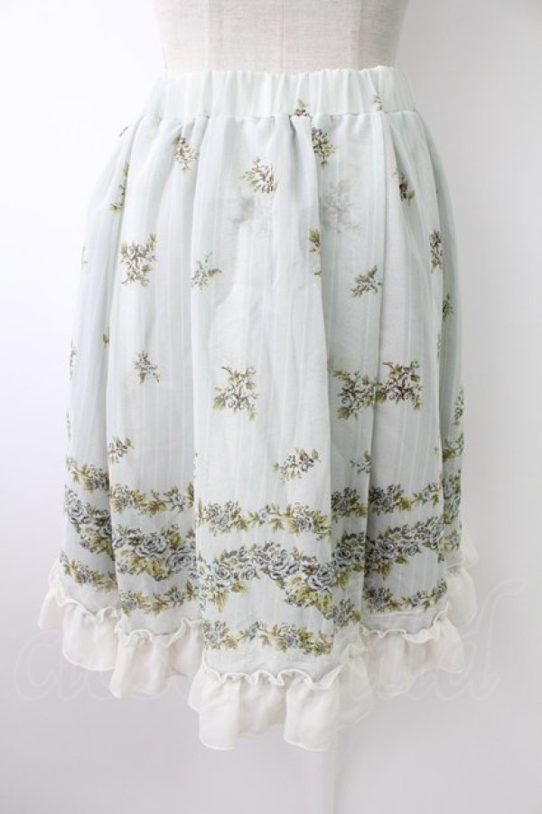 画像2: axes femme / ローズ&ストライププリントスカート  サックス T-25-11-23-030-AX-SK-SA-ZI (2)