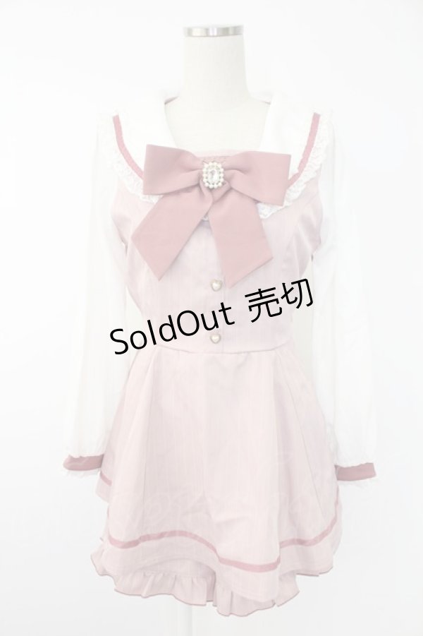 画像1: LIZ LISA / セーラーカラーセットアップ  ピンクＸ白 T-25-11-28-030-LO-OP-SA-ZI (1)