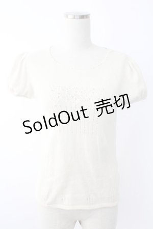 画像: INGEBORG / ビーズデザイン半袖ニットトップス  アイボリー T-25-11-28-004-LO-TO-SA-ZI