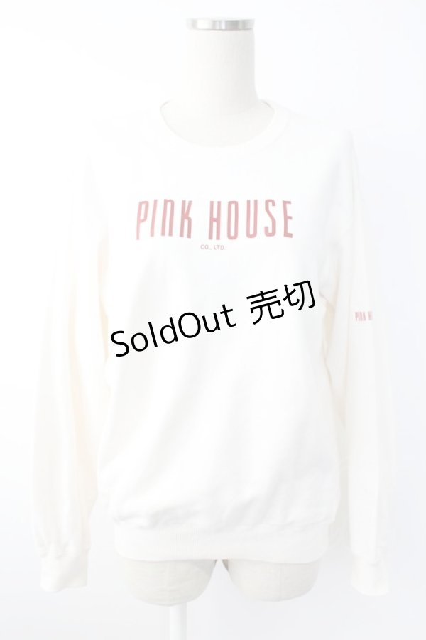 画像1: PINK HOUSE / ロゴプリントトレーナー  アイボリーＸ赤 T-25-11-28-005-LO-TO-SA-ZI (1)