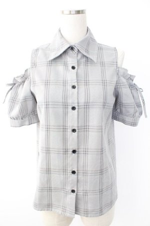 画像: MA*RS / 肩あきチェックブラウス  黒チェック T-25-11-28-007-EL-BL-SA-ZI