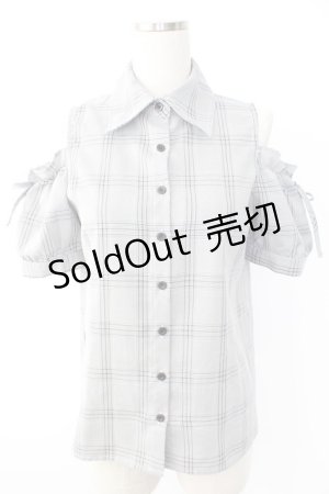 画像: MA*RS / 肩あきチェックブラウス  黒チェック T-25-11-28-007-EL-BL-SA-ZI