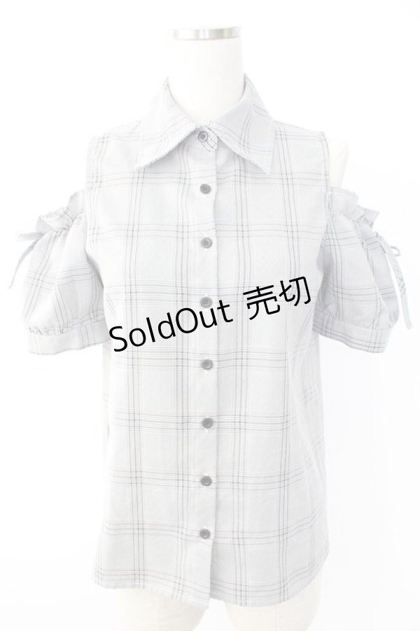 画像1: MA*RS / 肩あきチェックブラウス  黒チェック T-25-11-28-007-EL-BL-SA-ZI (1)