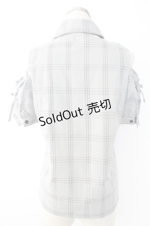 画像2: MA*RS / 肩あきチェックブラウス  黒チェック T-25-11-28-007-EL-BL-SA-ZI (2)