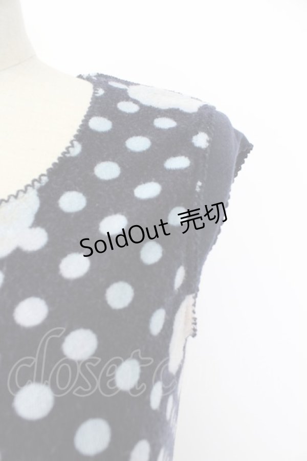 画像3: INGEBORG / パイル地カメリアドット半袖トップス  ネイビーＸ白 T-25-11-28-011-LO-TO-SA-ZT237 (3)