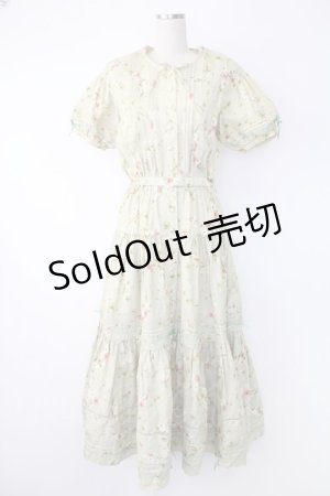 画像: PINK HOUSE / シロツメクサ柄半袖ワンピース  グリーン T-25-11-28-012-LO-OP-SA-ZI