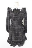 画像1: Secret Honey / サイド編み下げチェック長袖ワンピース  黒Ｘ白 T-25-11-28-015-CA-OP-SA-ZT (1)