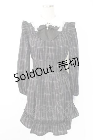 画像: Secret Honey / サイド編み下げチェック長袖ワンピース  黒Ｘ白 T-25-11-28-015-CA-OP-SA-ZT