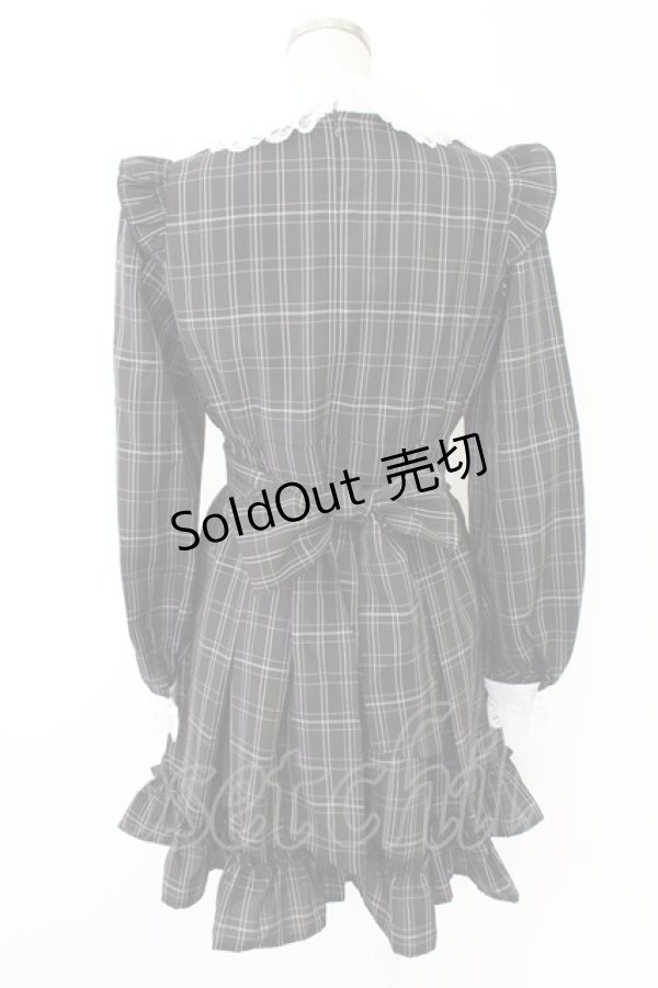 画像2: Secret Honey / サイド編み下げチェック長袖ワンピース  黒Ｘ白 T-25-11-28-015-CA-OP-SA-ZT (2)