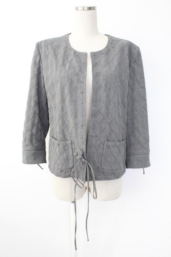 画像1: INGEBORG / カメリアひし形裏地ジャケット  グレー T-25-11-28-018-LO-JA-SA-ZI (1)