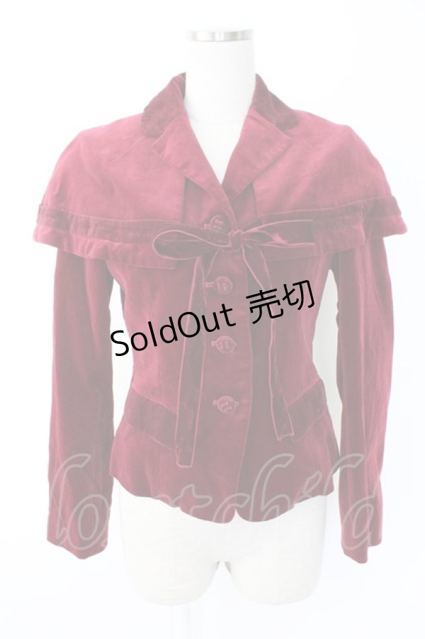 画像1: Jane Marple / ロイヤル別珍ケープ付きジャケット M ボルドー T-25-11-28-019-JM-JA-SA-ZT (1)