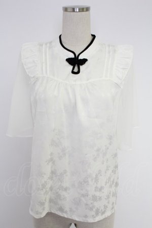 画像: axes femme / オリエンタルチャイナジャカードブラウス  白 T-25-12-03-001-AX-BL-SA-ZT