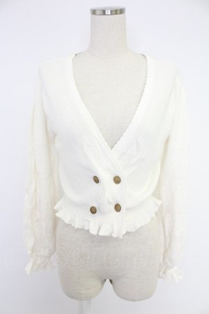 画像: axes femme / バックレースアップルーズネックカーディガン  ホワイト T-25-12-03-004-AX-TO-SA-ZT