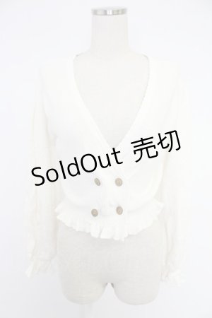 画像: axes femme / バックレースアップルーズネックカーディガン  ホワイト T-25-12-03-004-AX-TO-SA-ZI