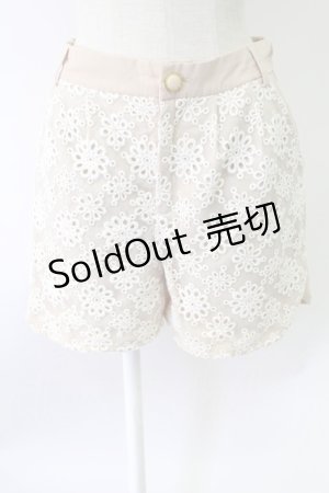 画像: axes femme POETIQUE / オーガンジー刺繍ショートパンツ  ピンク T-25-12-03-043-AX-PA-SA-ZI