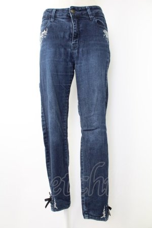 画像: axes femme / 猫×時計刺繍デニムパンツ M インディゴ T-25-12-03-047-AX-PA-SA-ZT