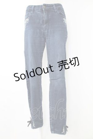 画像: axes femme / 猫×時計刺繍デニムパンツ M インディゴ T-25-12-03-047-AX-PA-SA-ZI