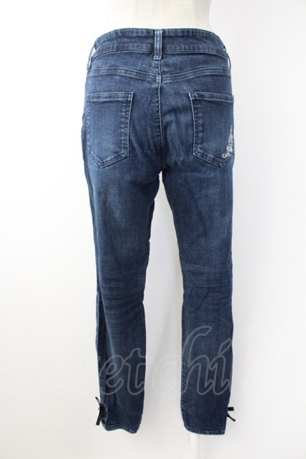 画像2: axes femme / 猫×時計刺繍デニムパンツ M インディゴ T-25-12-03-047-AX-PA-SA-ZT (2)