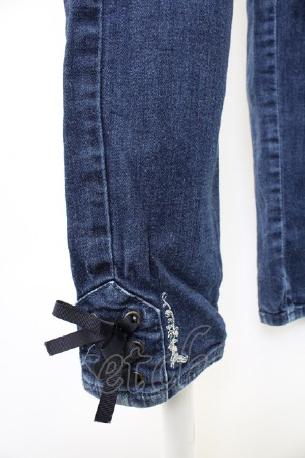 画像3: axes femme / 猫×時計刺繍デニムパンツ M インディゴ T-25-12-03-047-AX-PA-SA-ZT (3)