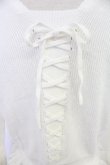 画像3: axes femme / バックレースアップルーズネックカーディガン  ホワイト T-25-12-03-004-AX-TO-SA-ZT (3)