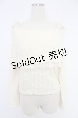 画像: axes femme / オフショルダーフェザープルオーバー M キナリ T-25-12-03-005-AX-TO-SA-ZT