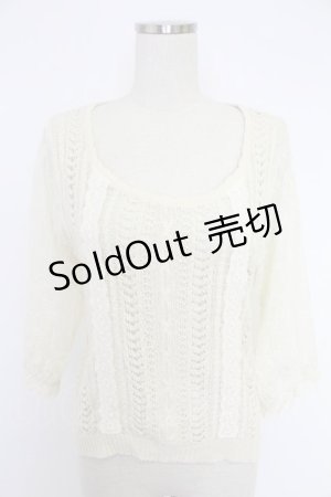 画像: axes femme / レースライン半袖ニット M キナリ T-25-12-03-006-AX-TO-SA-ZI