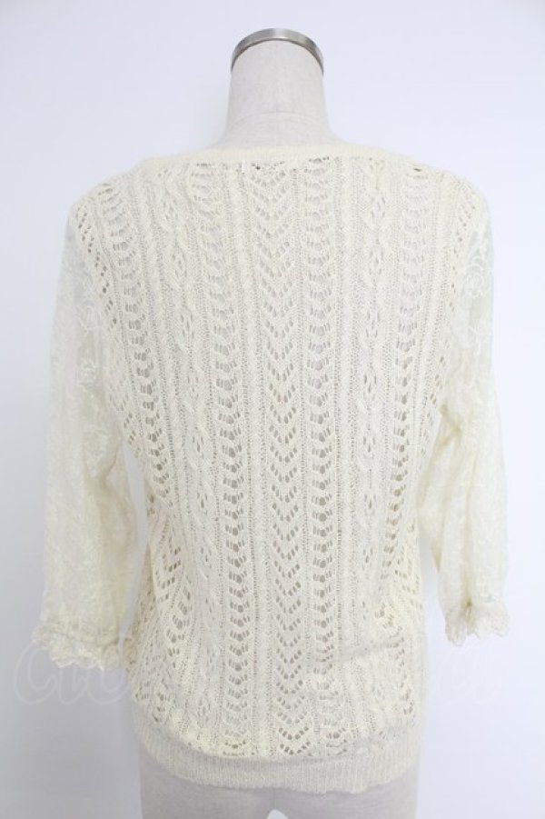 画像2: axes femme / レースライン半袖ニット M キナリ T-25-12-03-006-AX-TO-SA-ZT (2)